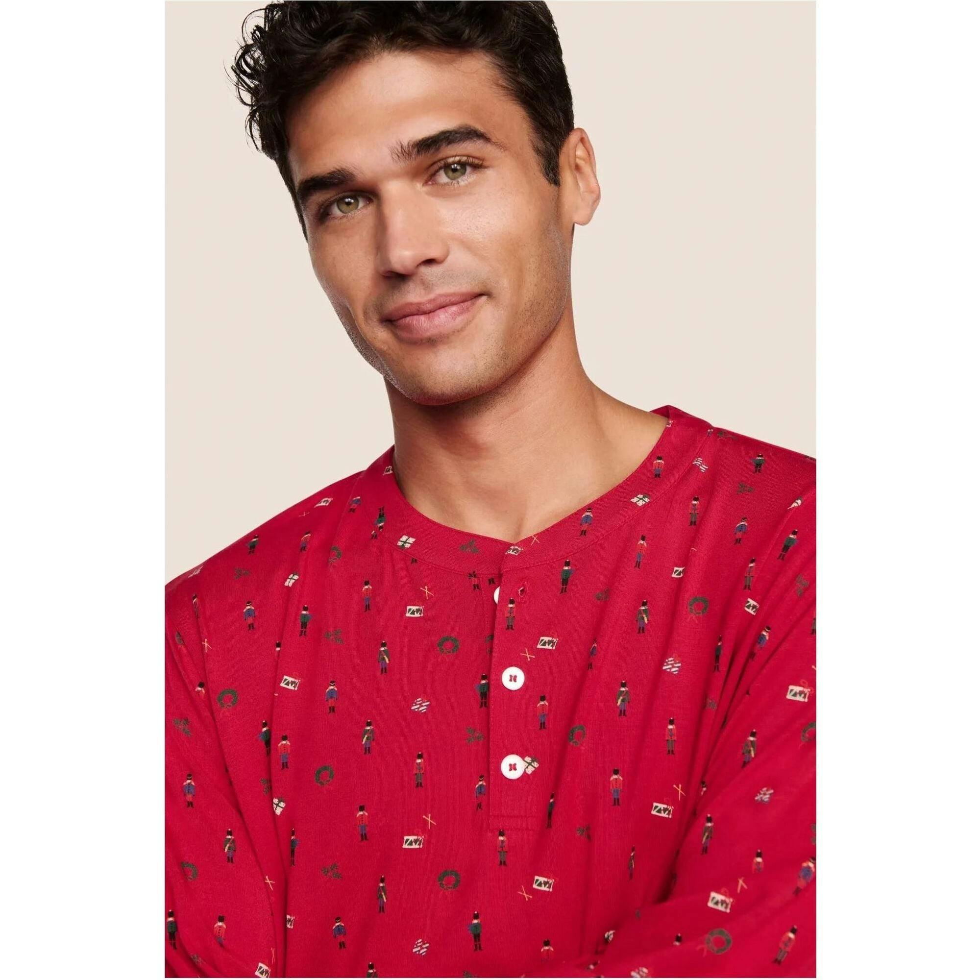 Henry Printed TENCEL Modal Long PJ Set, Red