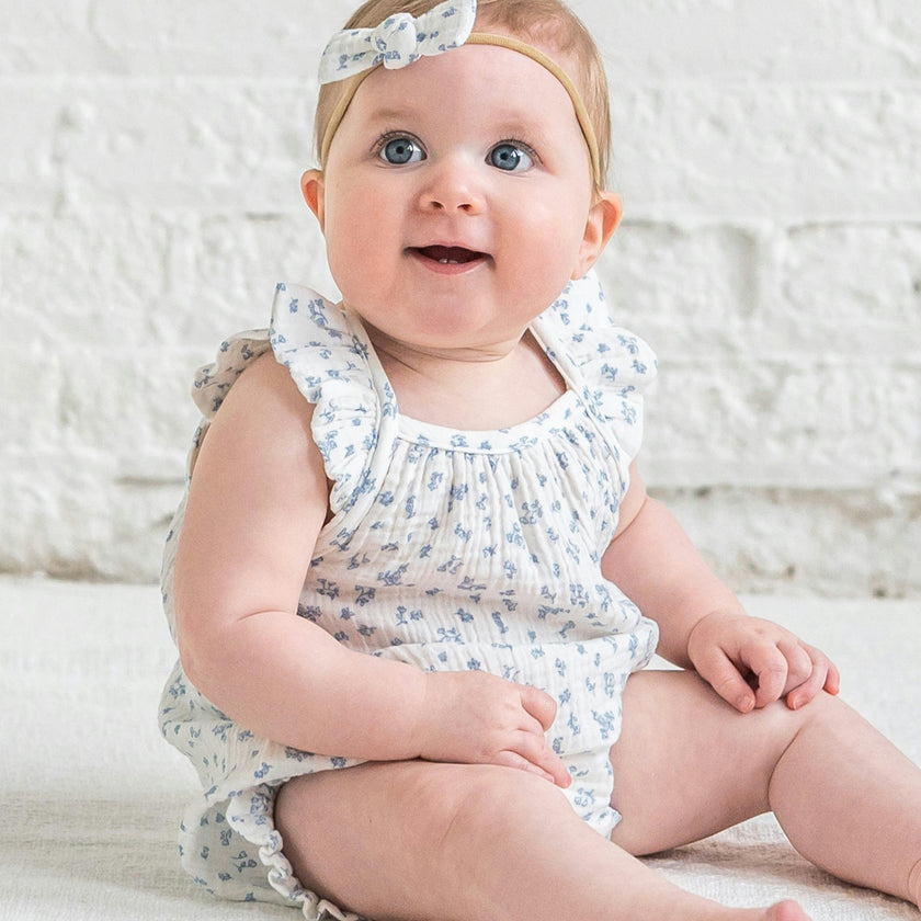 Sandra Muslin Tank Bubble Romper - Rosebay Floral / Coconut + Sea