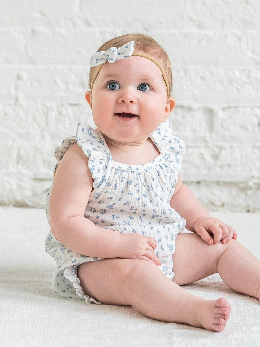 Sandra Muslin Tank Bubble Romper - Rosebay Floral / Coconut + Sea