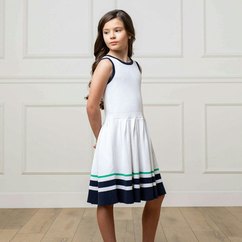 Organic Sleeveless Tennis Sweater Dress, White