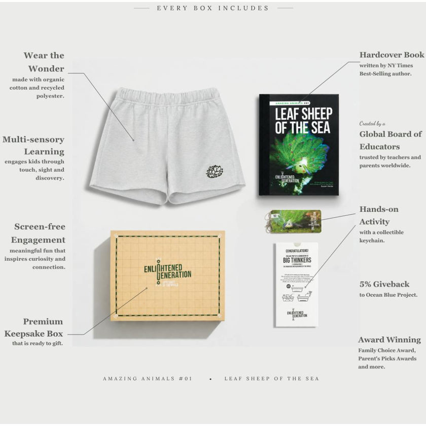 Leaf Sheep Ocean Explorer Gift Box with Kids Fleece Shorts, Book, and Activities