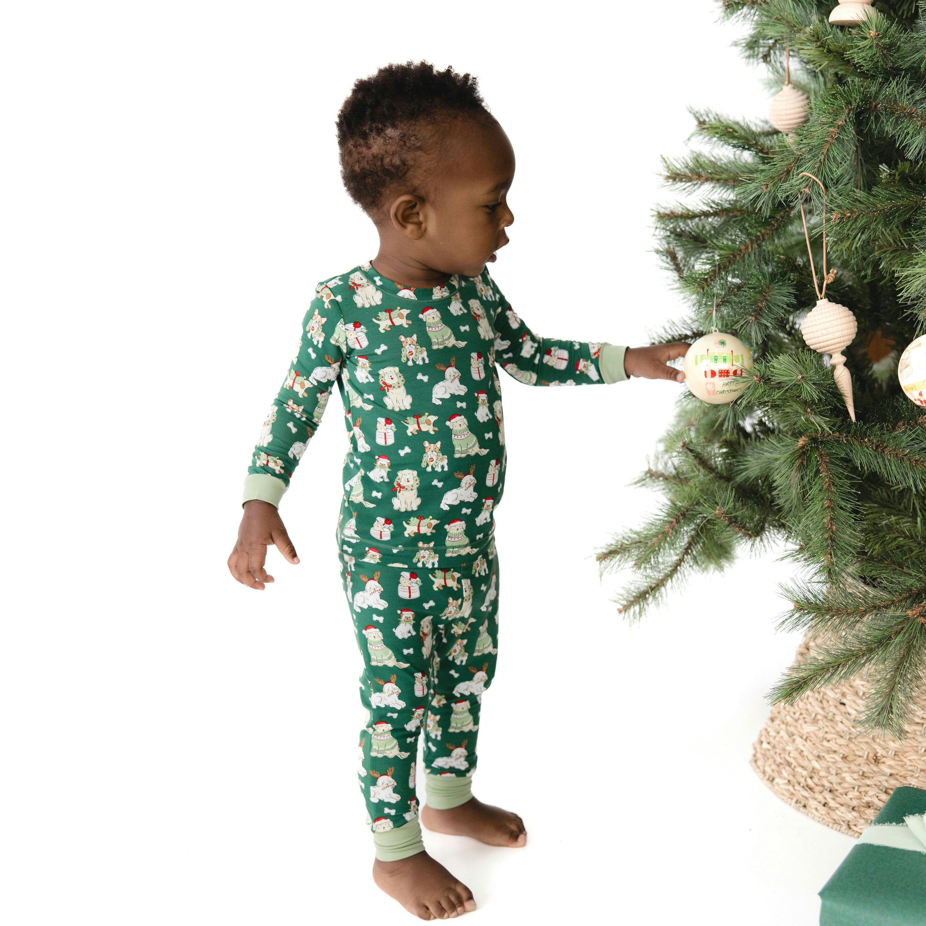 Christmas Dogs Uni - Bamboo - Long Sleeve Loungewear Set