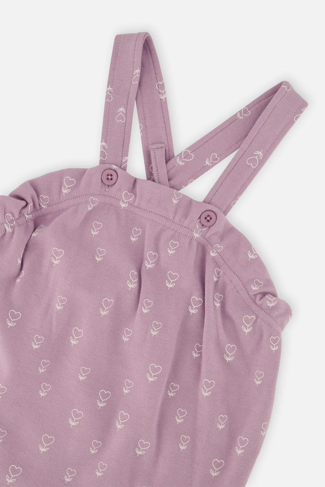 Organic Cotton Onesie And Overall Set Purple Floral Print