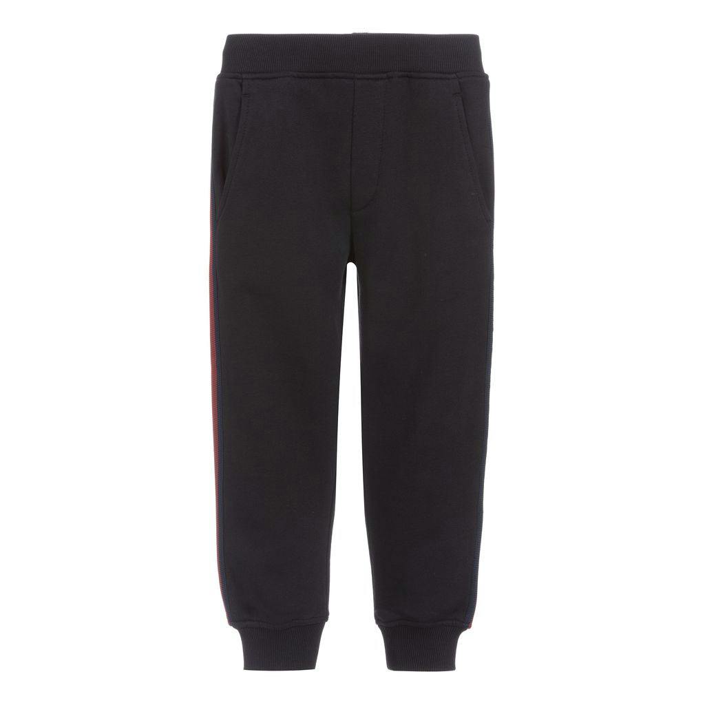 Black Logo Stripe Track Pants