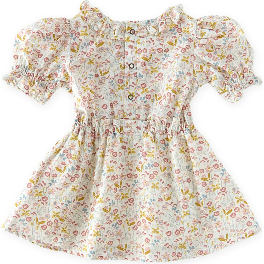 Ruffle Puff Sleeve Dress, White