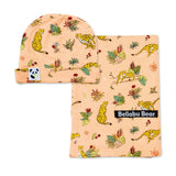 Pounce In Paradise Cheetah Bamboo Swaddle & Beanie Set