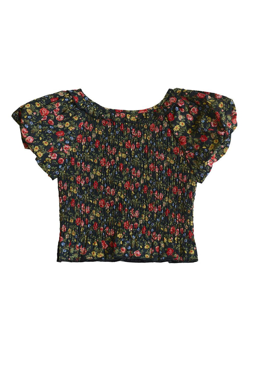 Mini Annalise Top in Obsidian Vintage Poppies