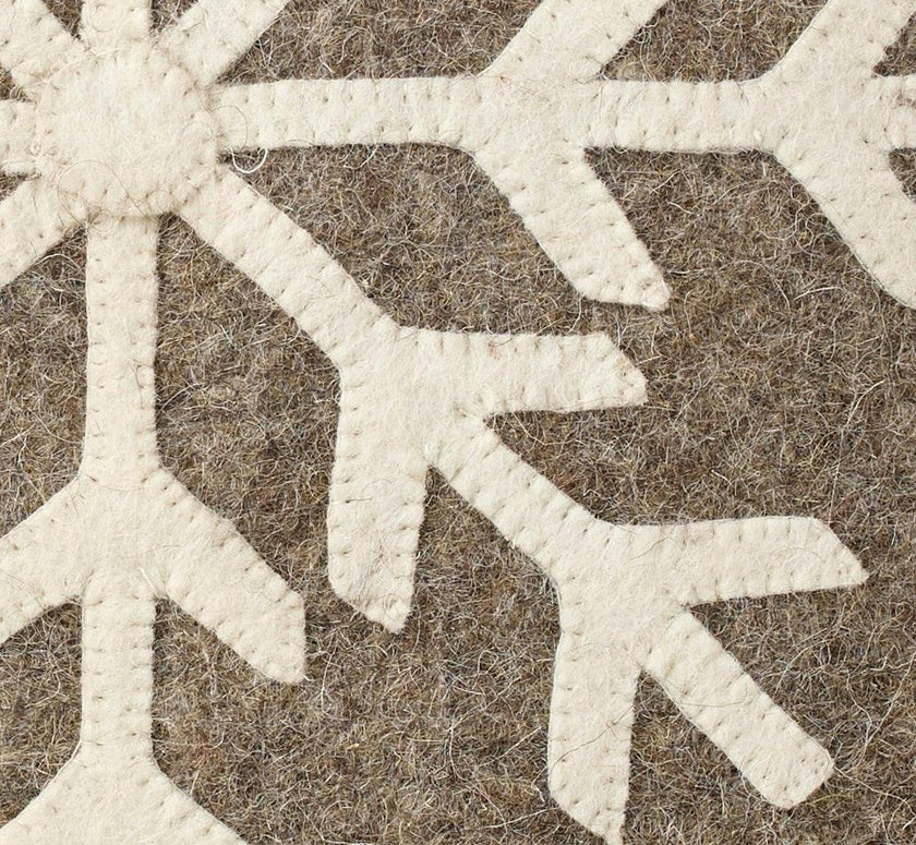Handmade Christmas Pillow Hand Felted Wool - Big Snowflake Gray - 20"