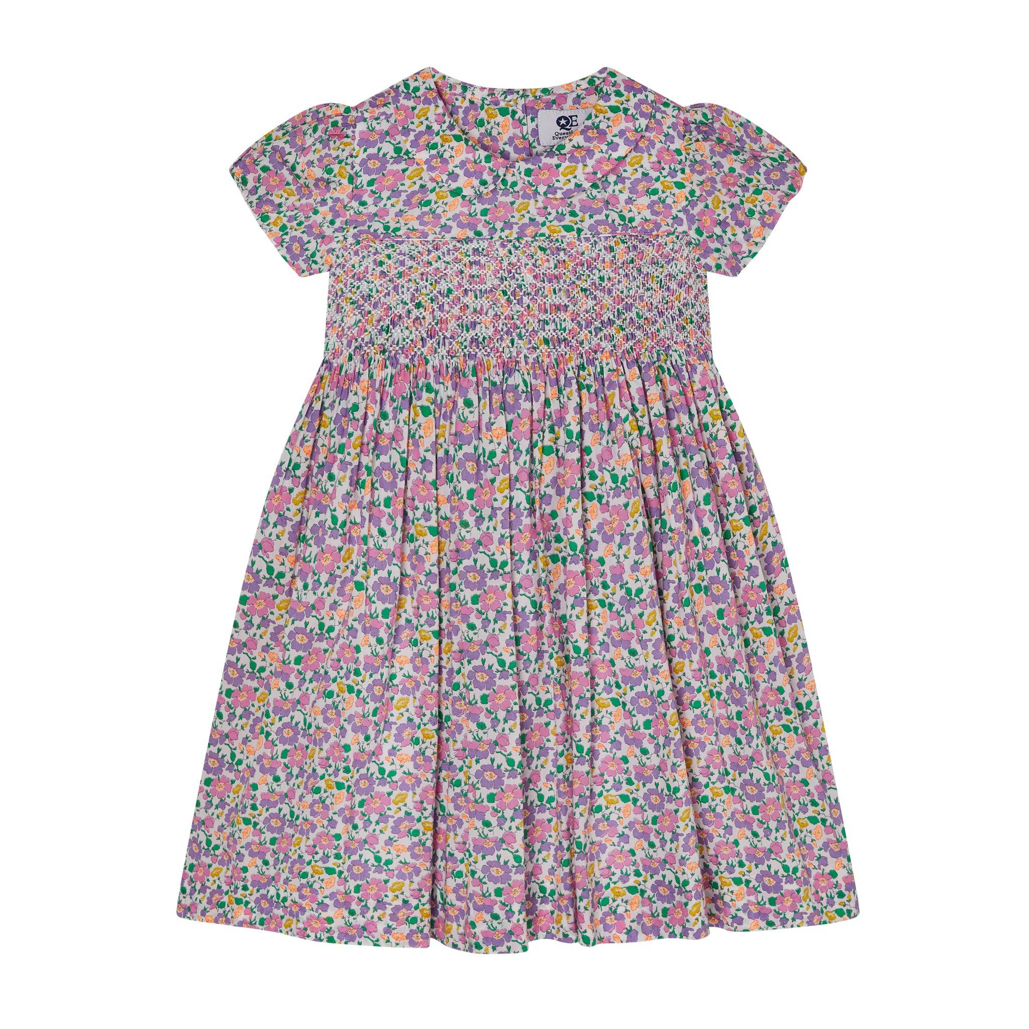 Made With Liberty Fabric Smocked Girls Dress Crisantha