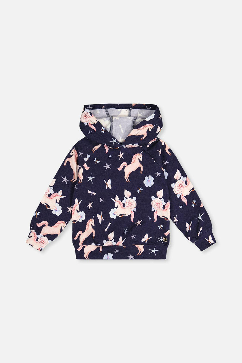 Printed Hoodie Purple Unicorn Print