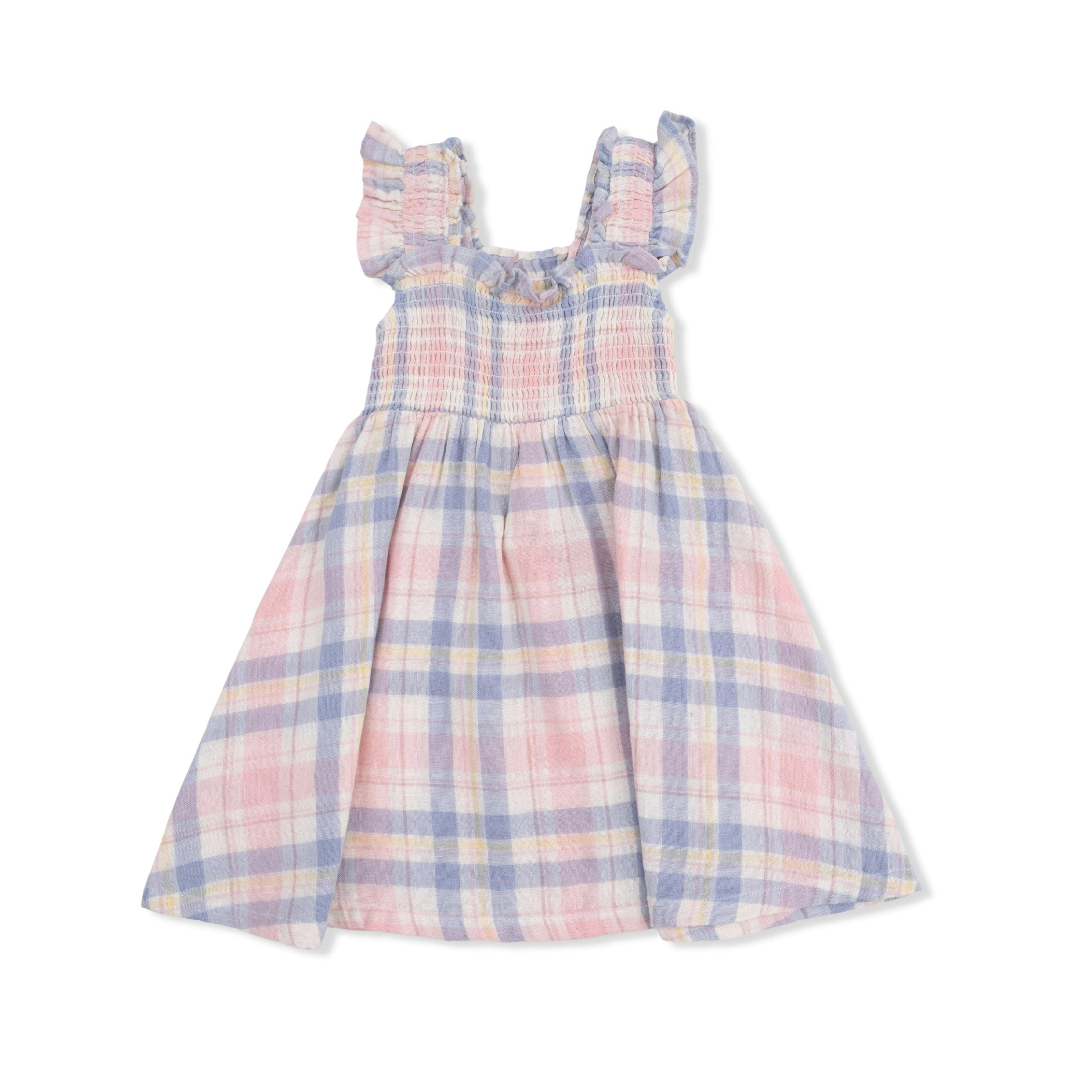Dusty Plaid - Smocked Sundress with Bloomer