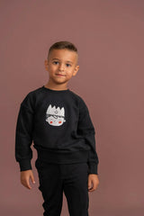 Crown Print Ribbed Button Front Sweatshirt