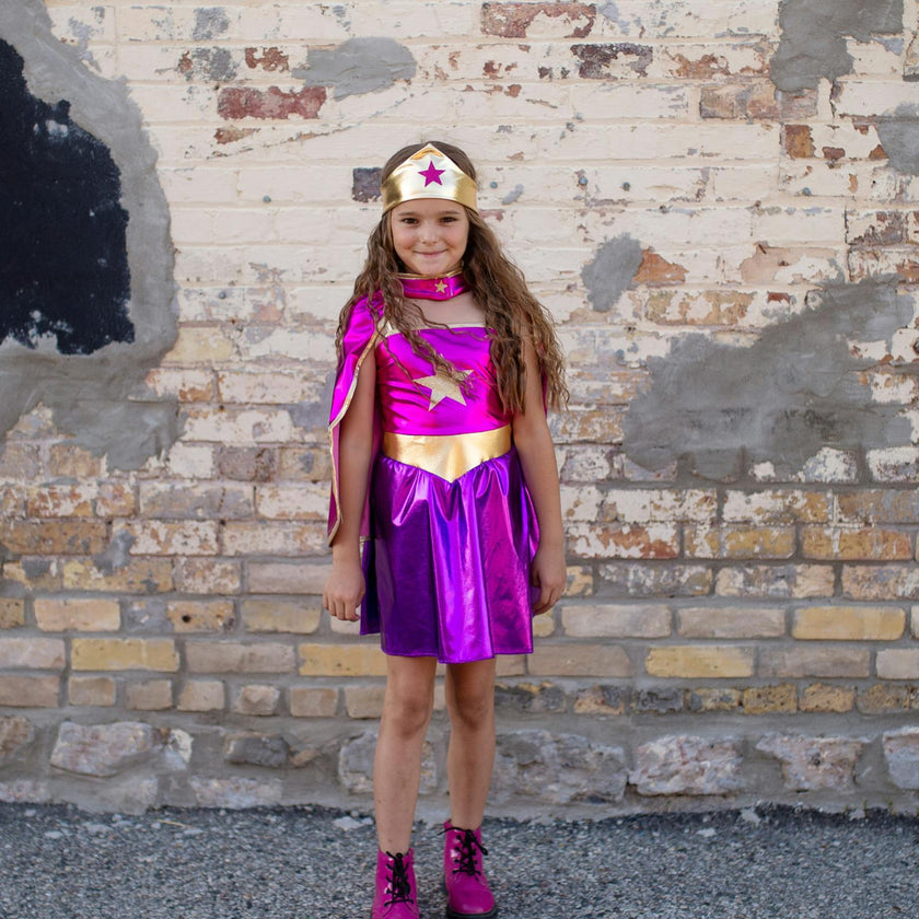 Superhero Star Dress, Cape & Headpiece