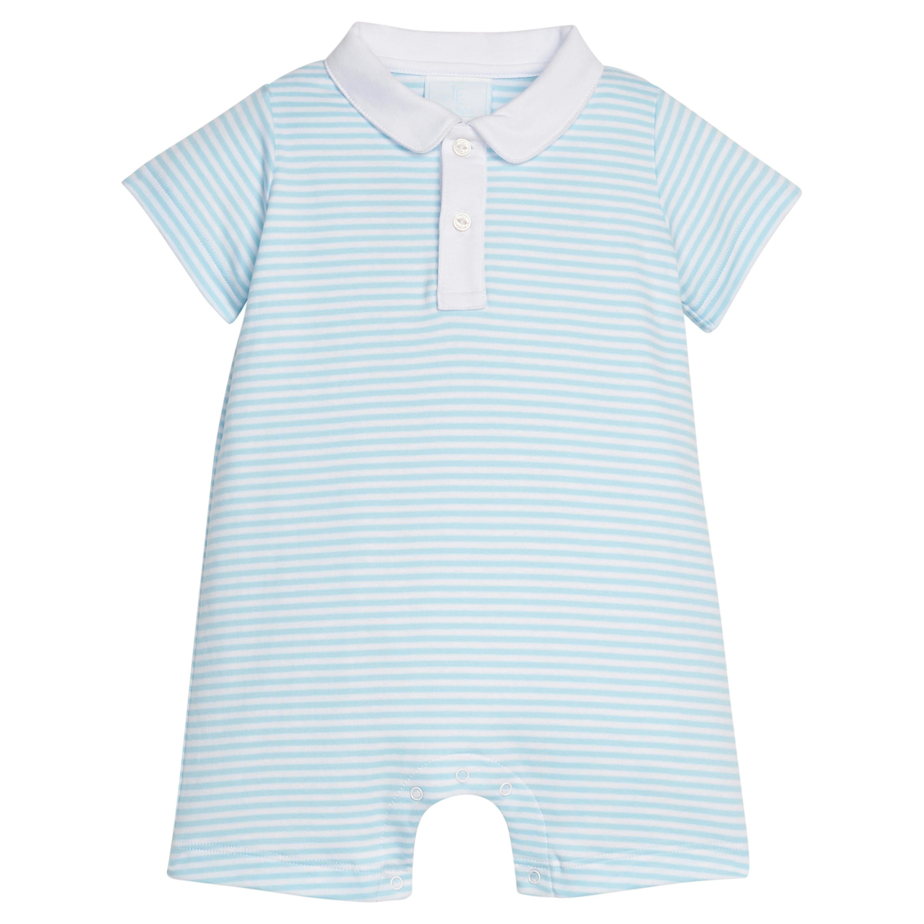 Peter Pan Polo Romper - Sky Stripe