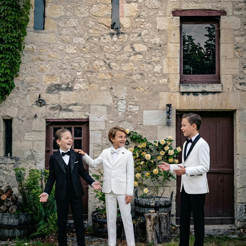 White Suit with Black Shawl Lapel
