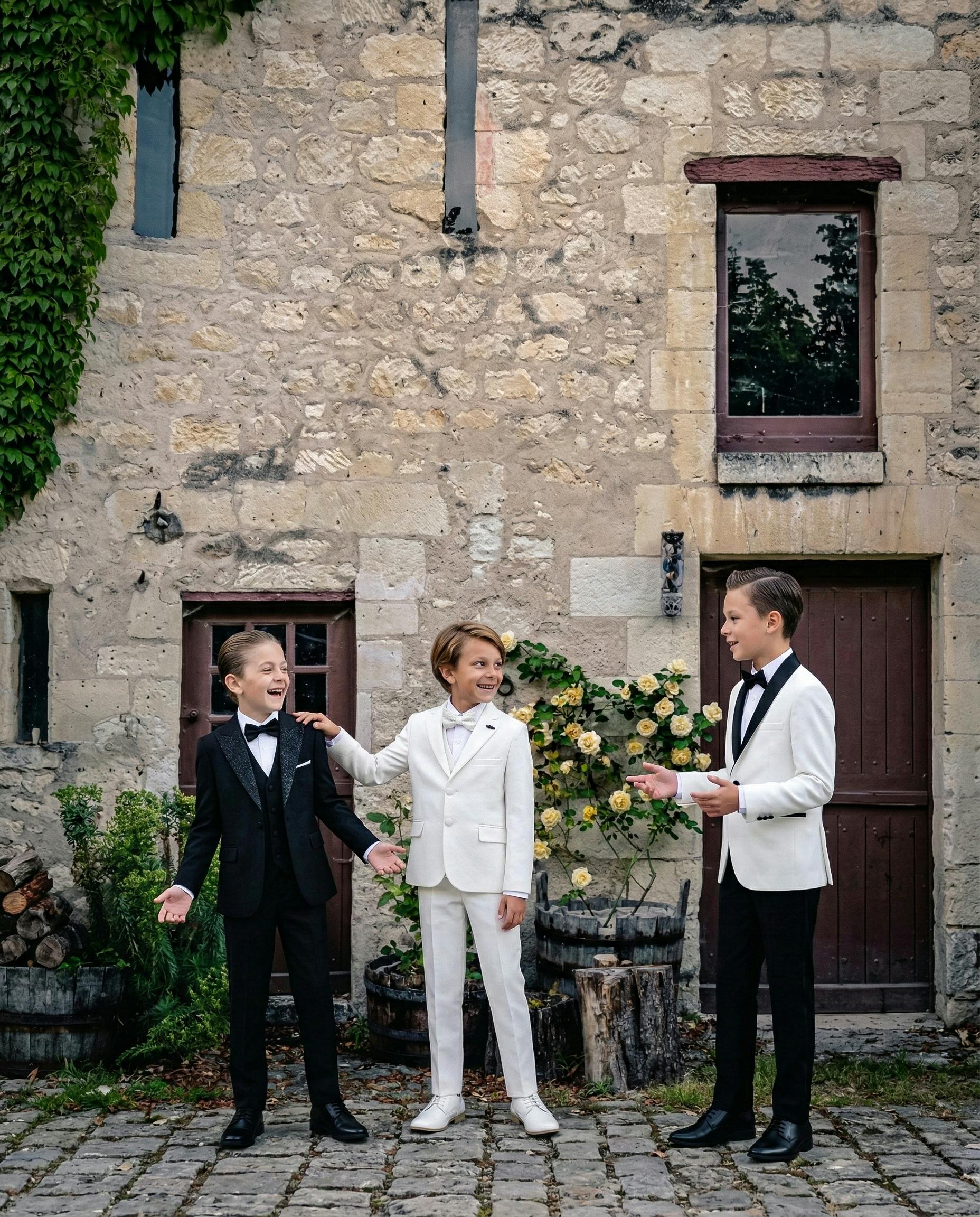 White Suit with Black Shawl Lapel