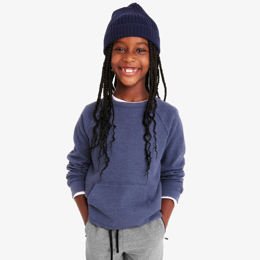 Kids heathered waffle pocket tee