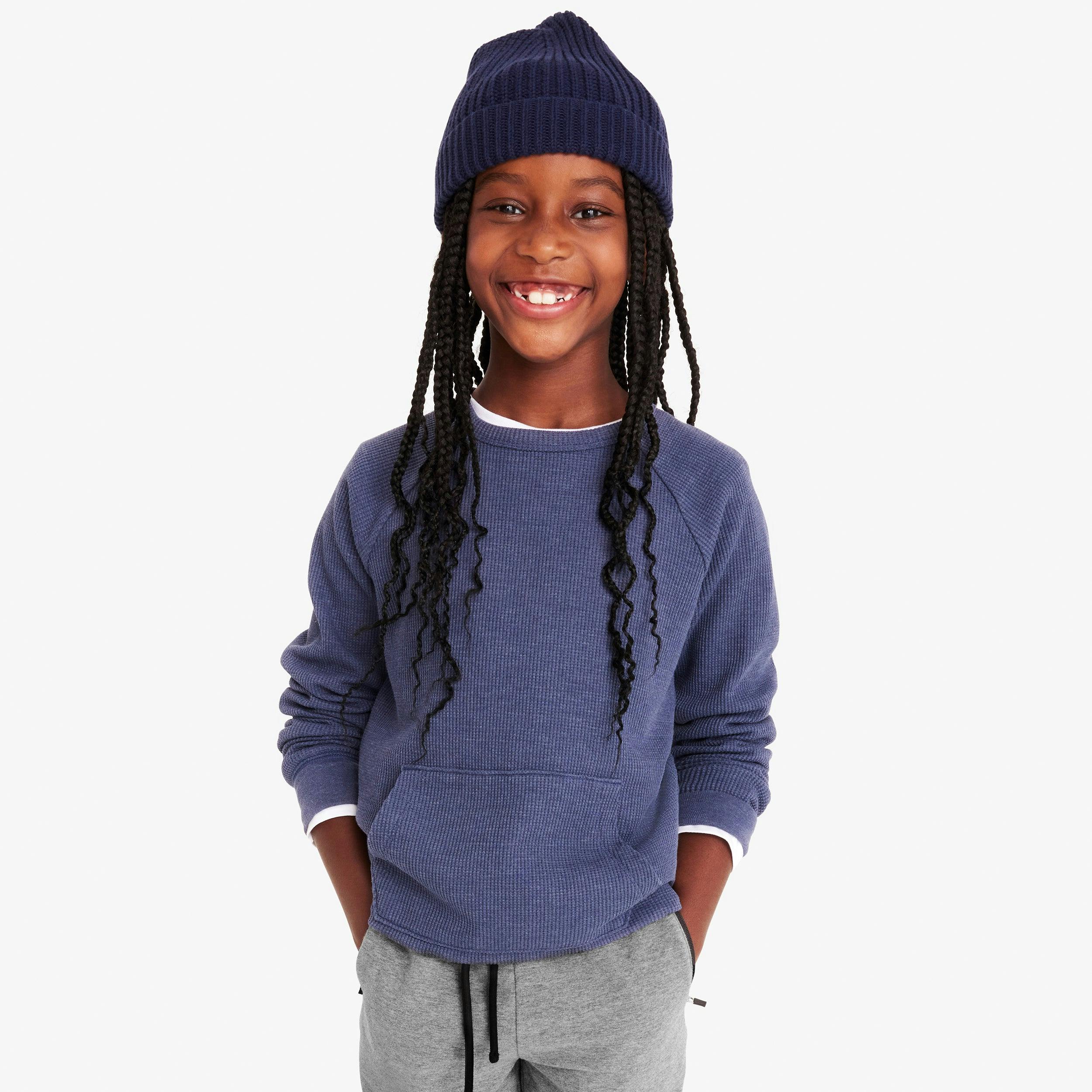 Kids heathered waffle pocket tee
