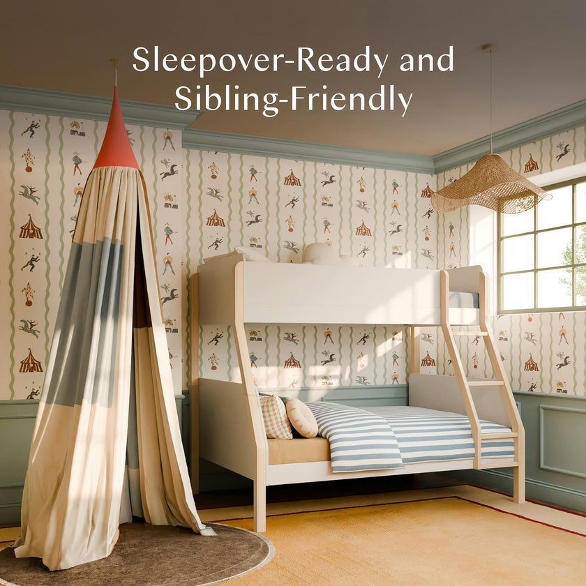 TipToe Twin-Over-Full Bunk Bed in White/Washed Natural