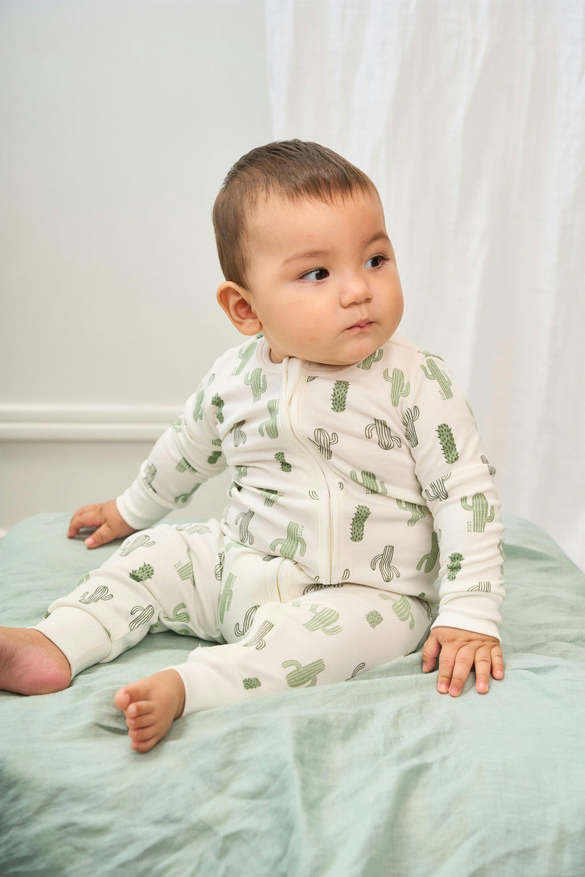 Cactus Garden Zip-up Baby Bodysuit