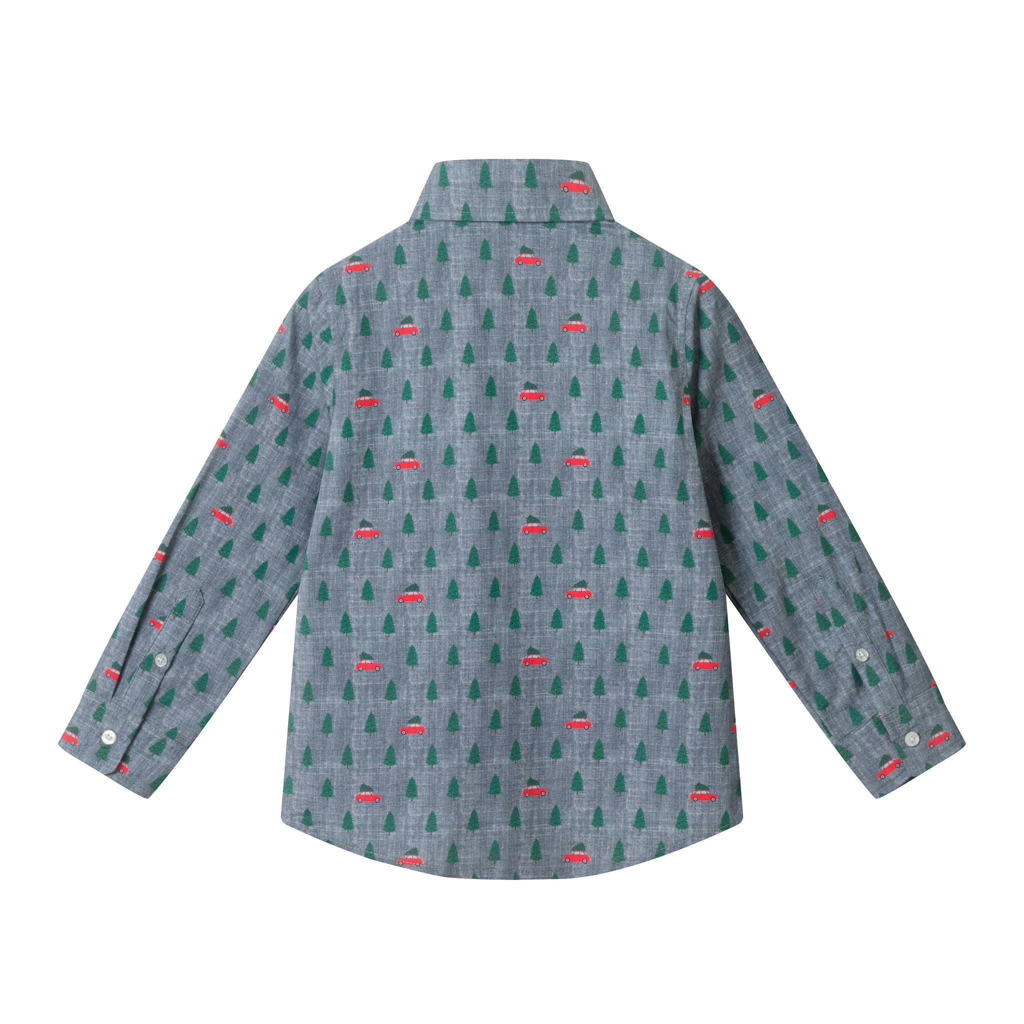 Boys (4-7) Buttondown Set | Christmas Tree Cars