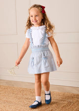 Alexander Stripe Smocked Skirt with Braces in Blue (18mths-6yrs)