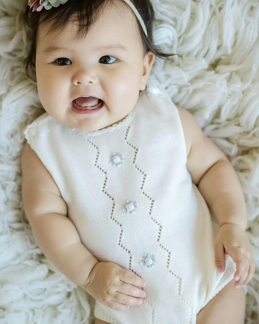 Colette Knit Bubble Romper - Ivory