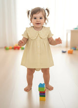 Stripe Dress with Collar Soft Yellow