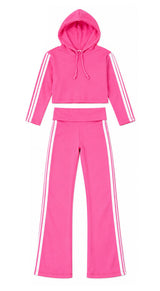 Girls Stripe Side Hoodie and Pants Set