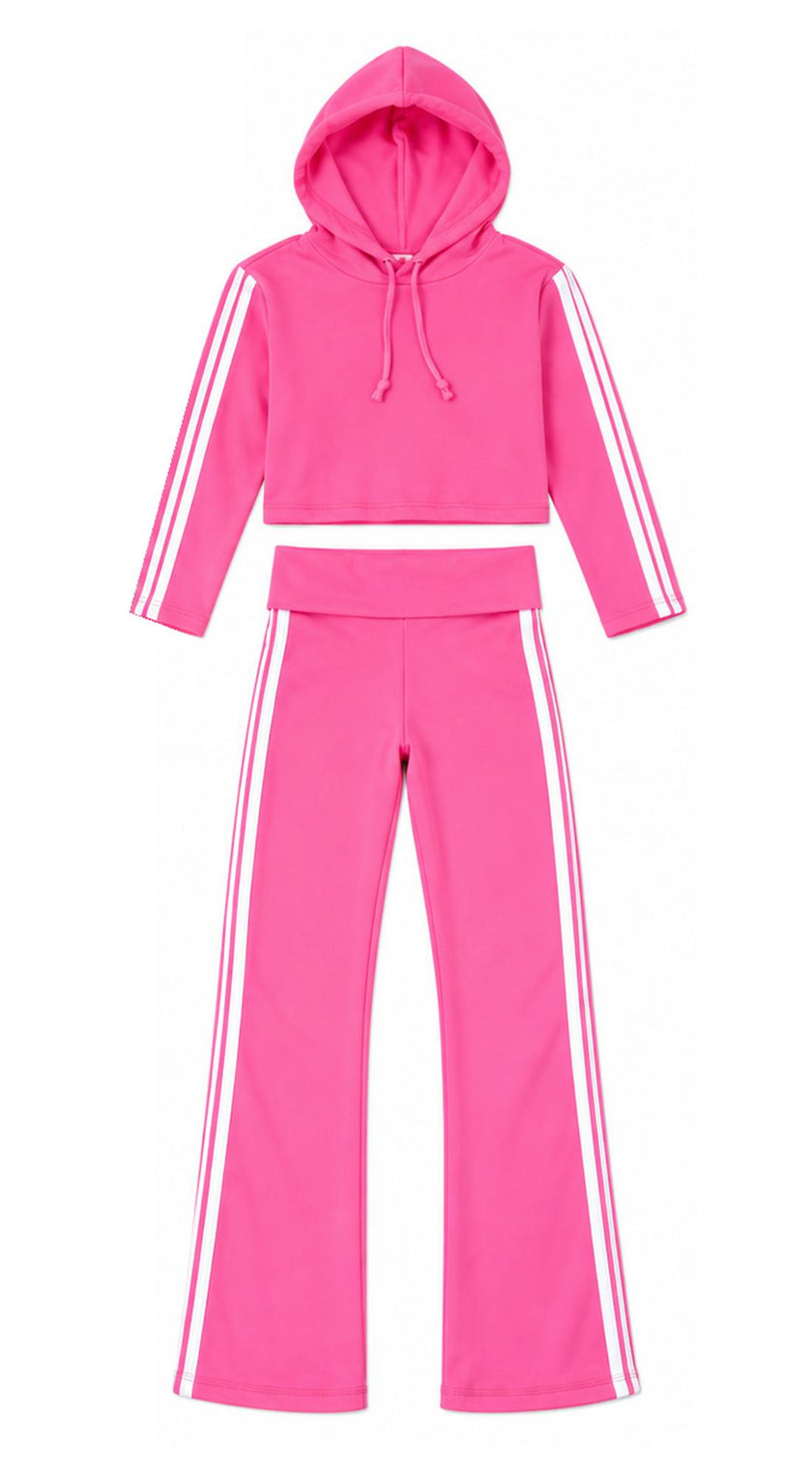 Girls Stripe Side Hoodie and Pants Set