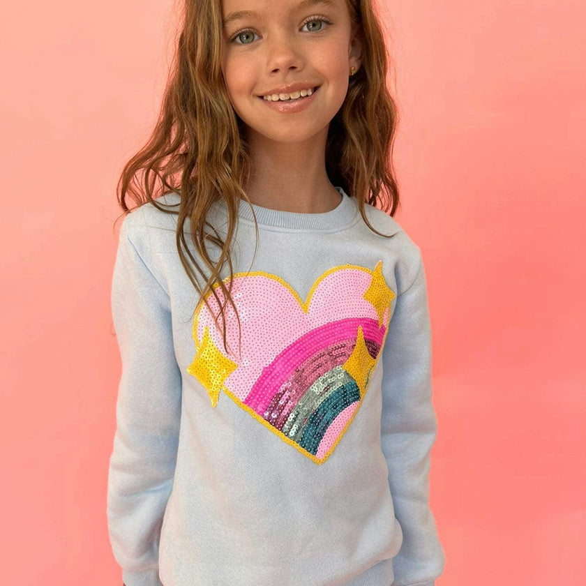Rainbow Sparkle Heart Sweatshirt