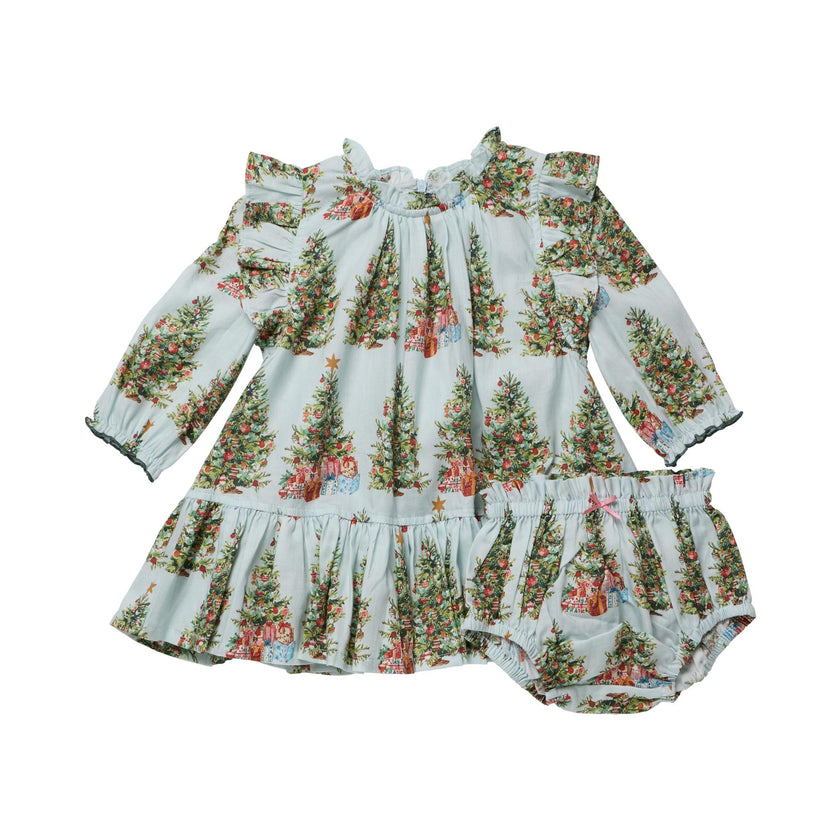 Baby Girls Harper Dress Set - Trees and Presents