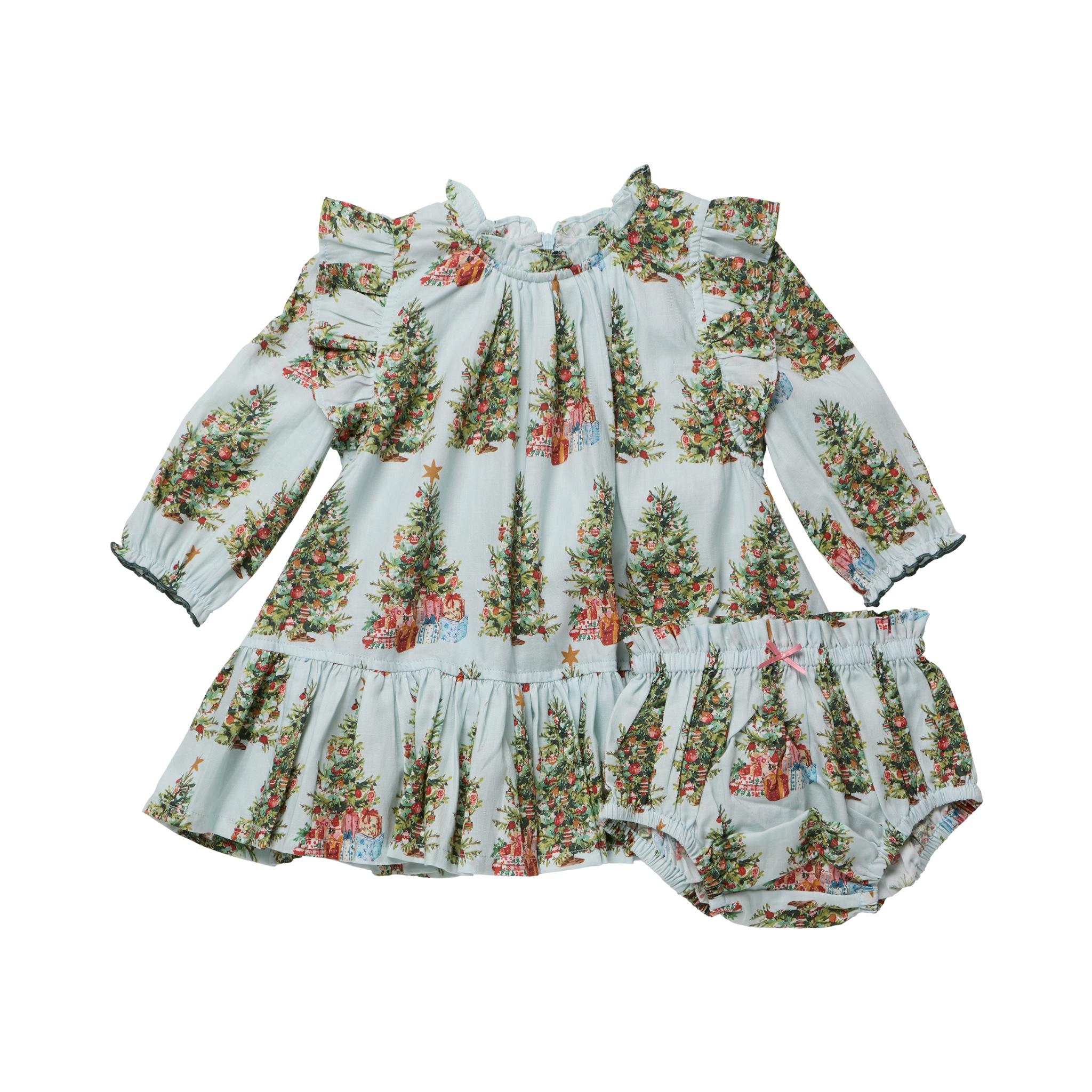 Baby Girls Harper Dress Set - Trees and Presents