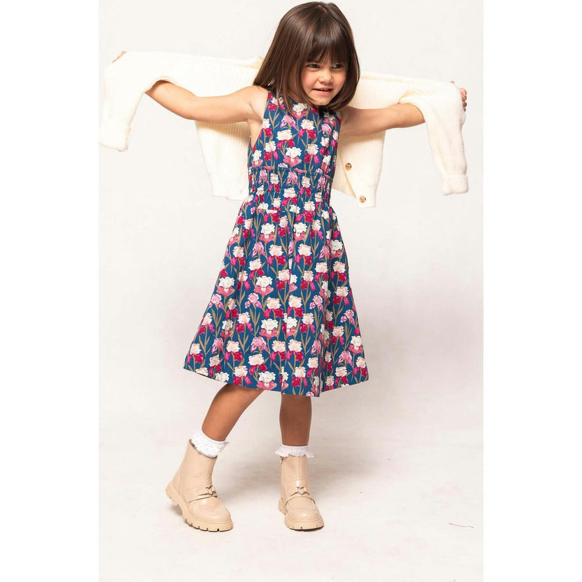 Mini Carly Dress in Navy Pressed Petals