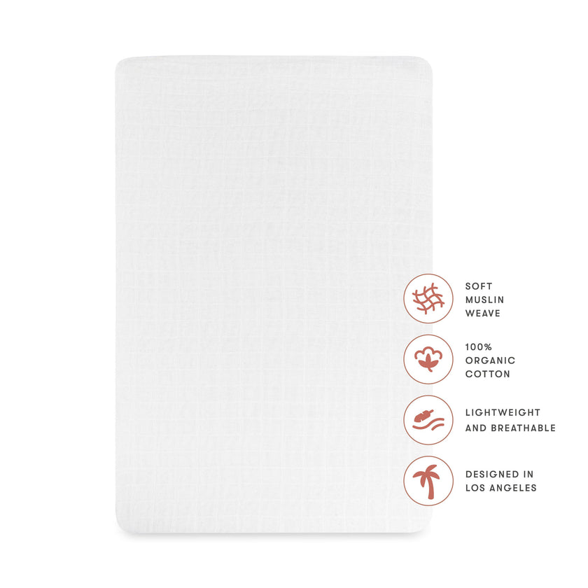 All-Stages Bassinet Sheet in GOTS Certified Organic Muslin Cotton