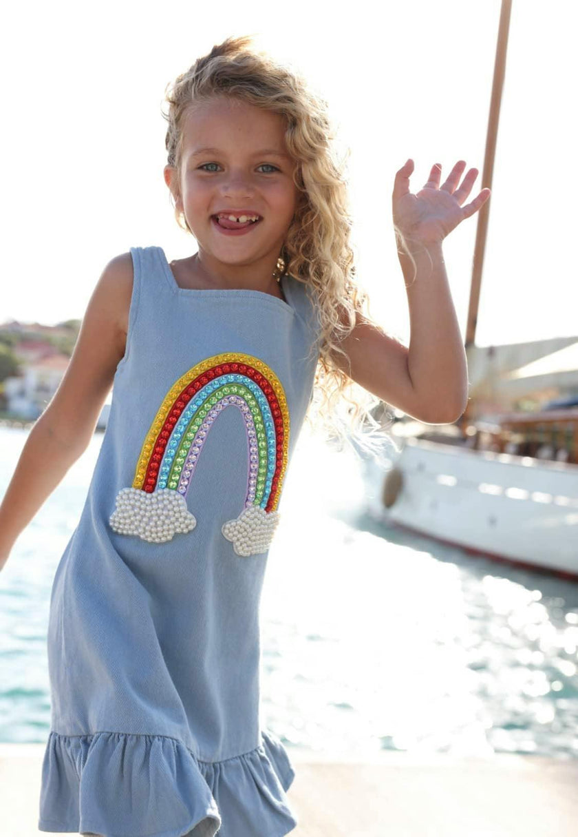 Rainbow Gems Denim Dress