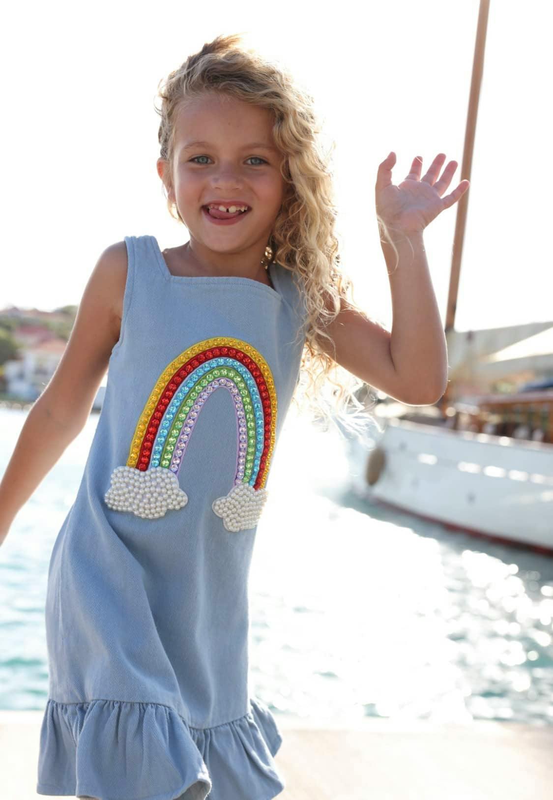 Rainbow Gems Denim Dress