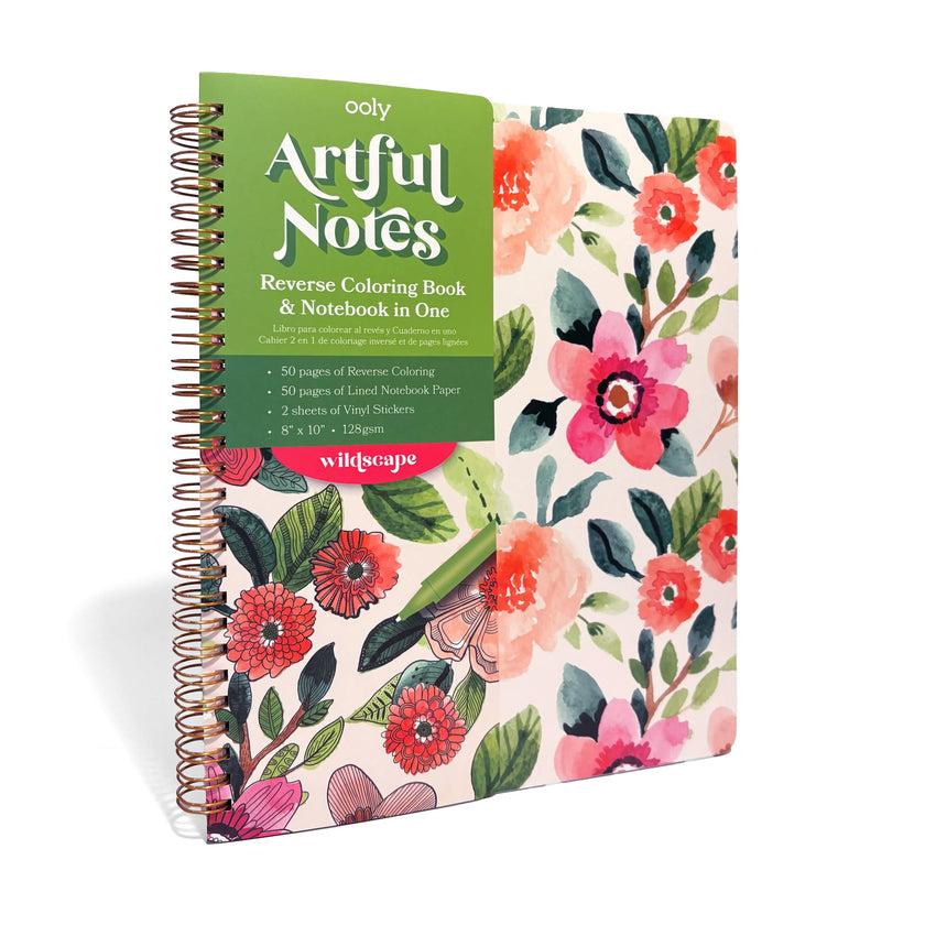 Artful Notes Reverse Coloring Notebook - Wildscape - 100 Pages 2 Sticker Sheets