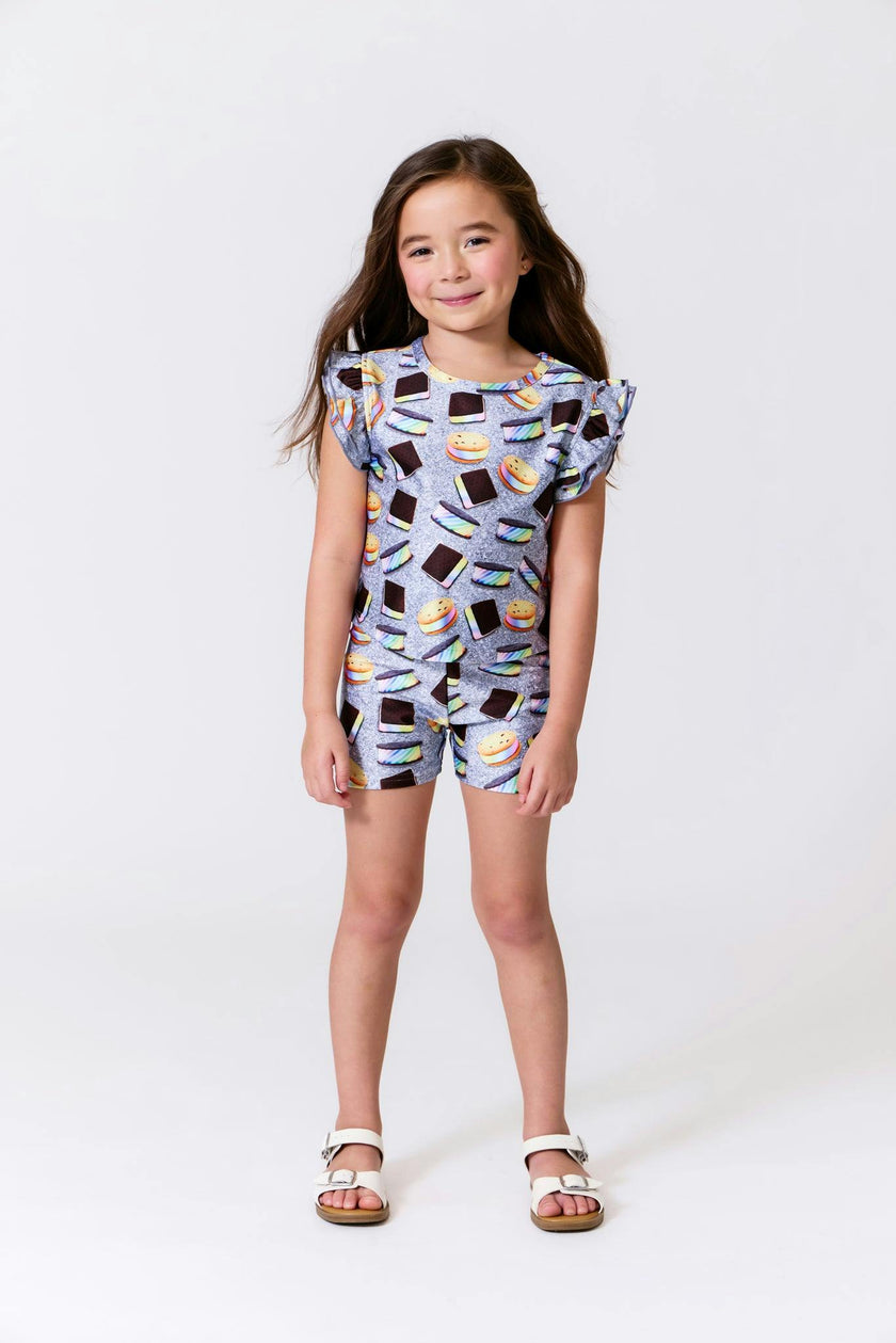 Girls Hi-Shine shorts in Rainbow Ice Cream Saucers