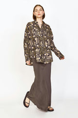 Kyoto Shirt in Olive Labyrinth