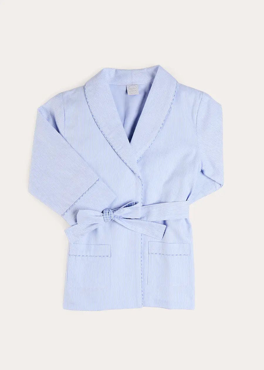 Barnaby Stripe Light Weight Dressing Gown in Blue (2-10yrs)