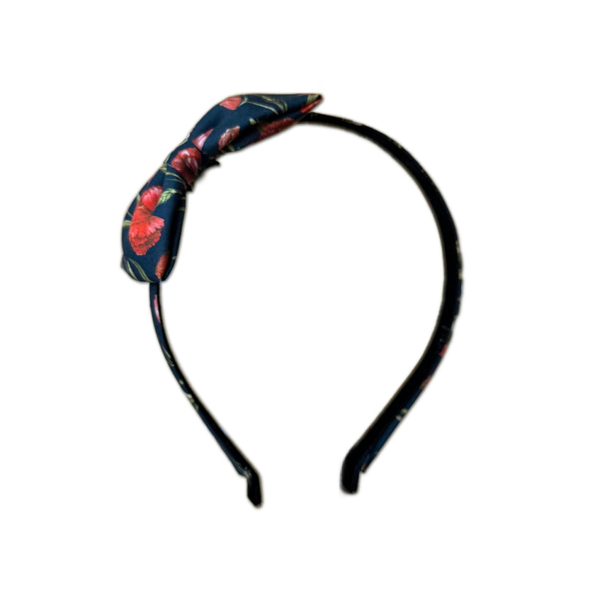 Liberty of London Bow Headband, Ink/Red Floral