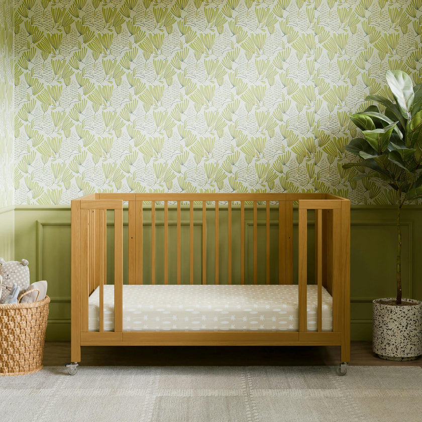Rolli 9-in-1 Convertible All-Stages® Crib with Bassinet & Toddler Bed Conversion Kits in Honey