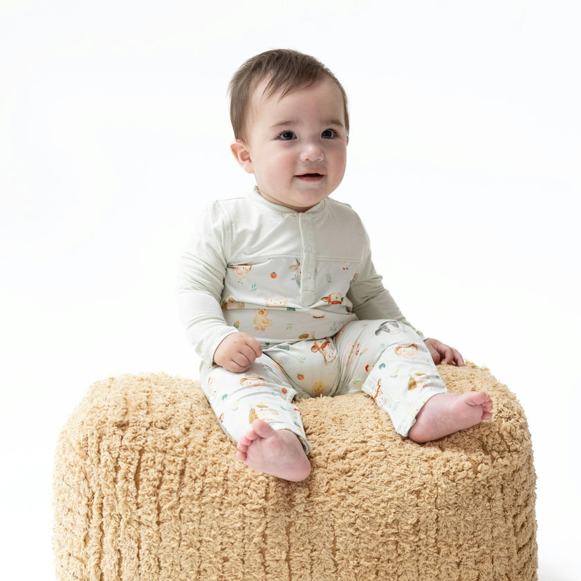 Baby Farm Faces - Romper with Contrast Sleeves