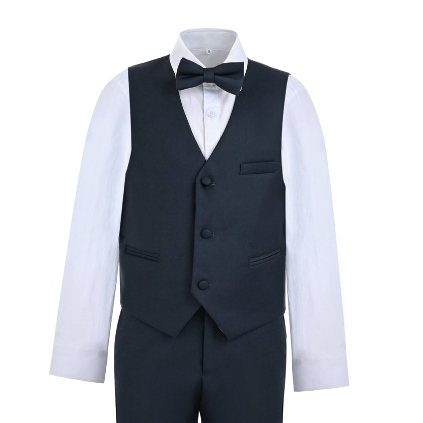 Gray Serge Formal Vest & Bow Tie Suit Set