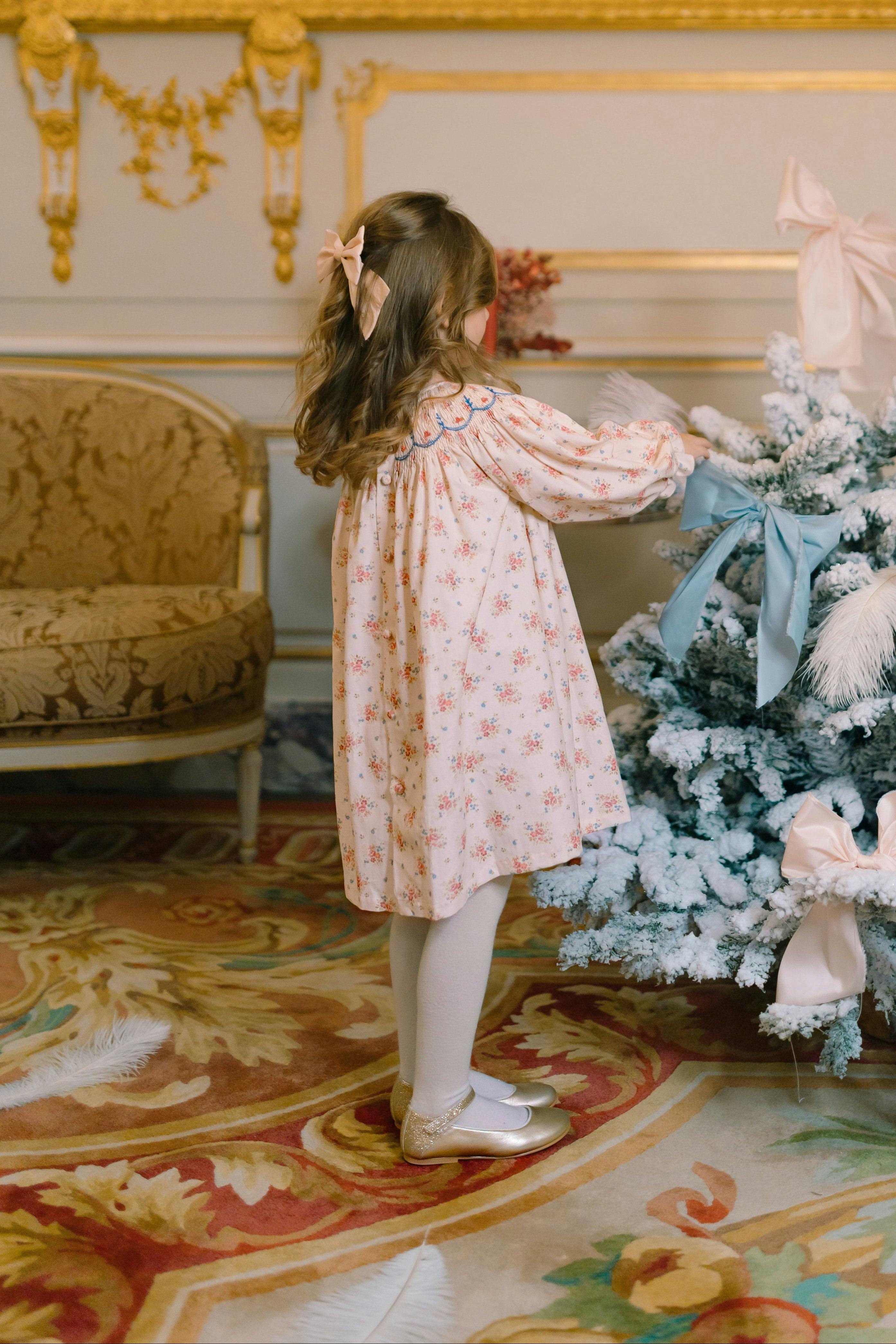 AGATHE FLORAL BISHOP SMOCKED DRESS