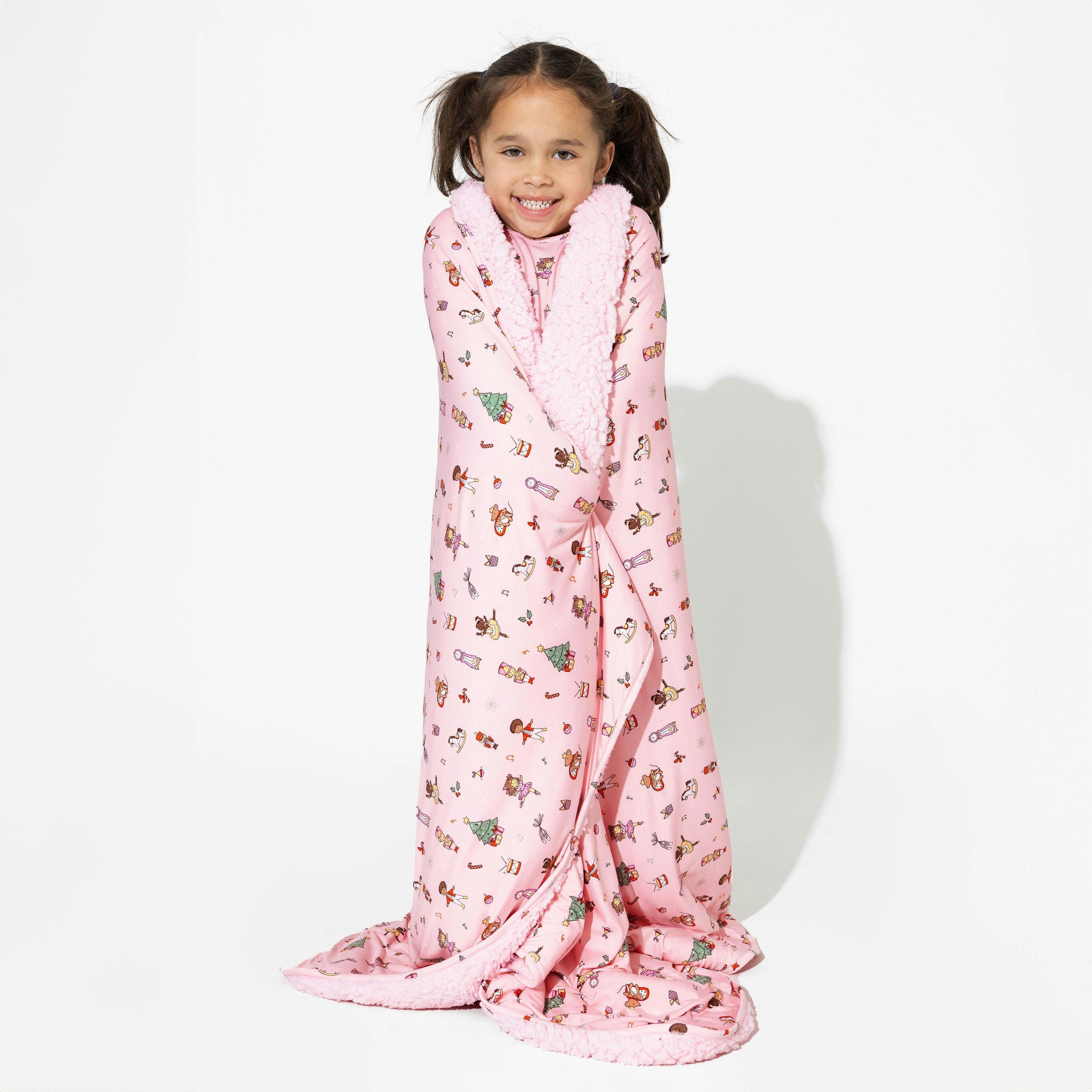 Nutcracker Pink Bamboo Sherpa Blanket