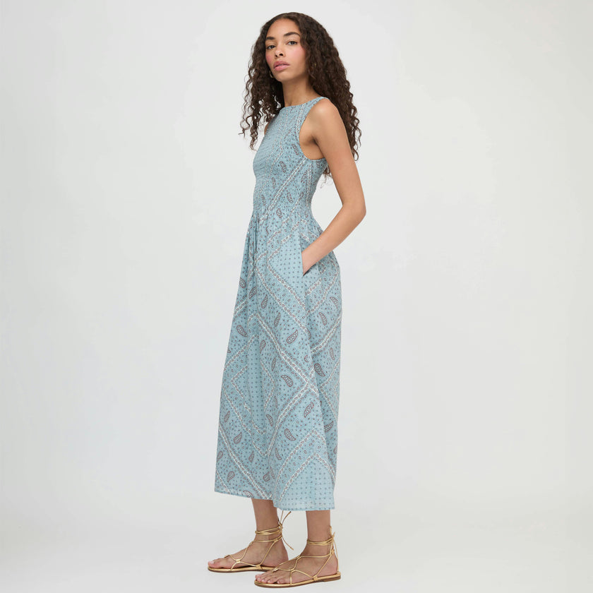 The Cosima Nap Dress - Dusty Blue Gemstone Mosaic Scarf