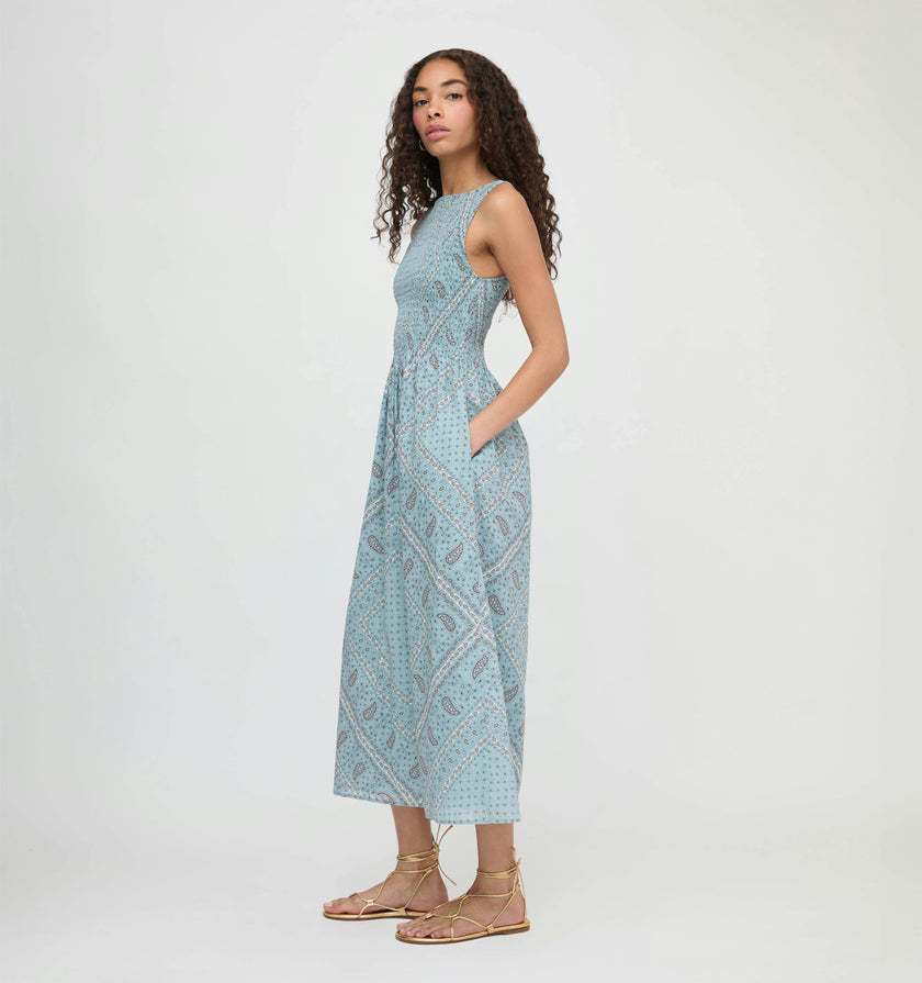 The Cosima Nap Dress - Dusty Blue Gemstone Mosaic Scarf