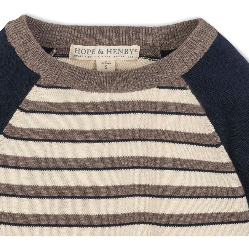 Organic Long Sleeve Raglan Sweater, Blue
